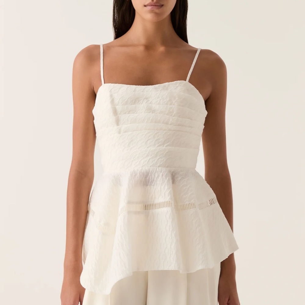 Aje. White Peplum Top